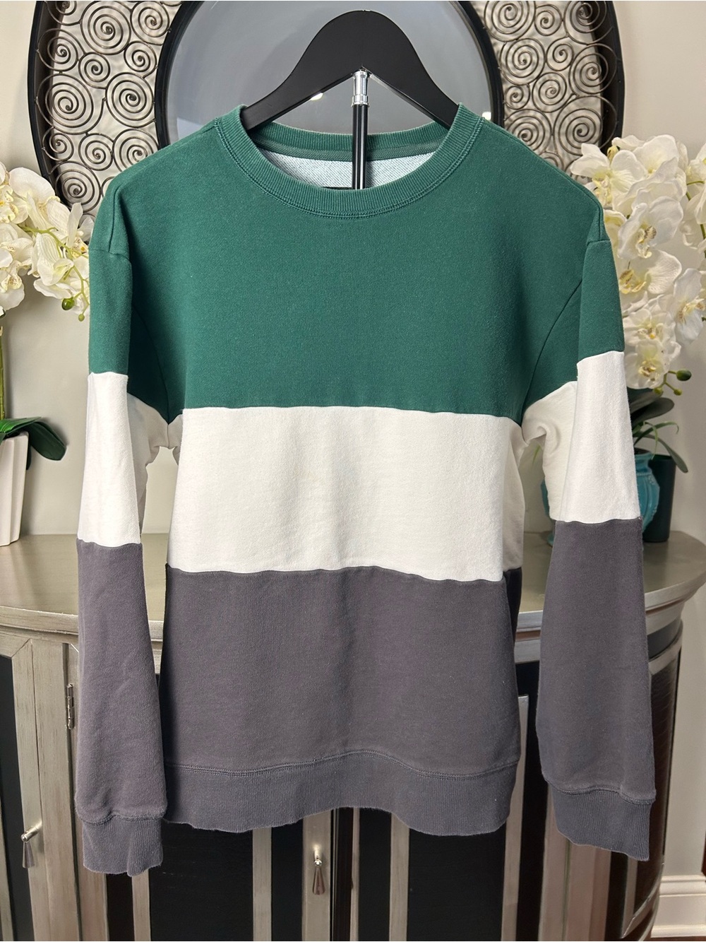 Original Use Men's Colorblock Crewneck - Green, White & Gray